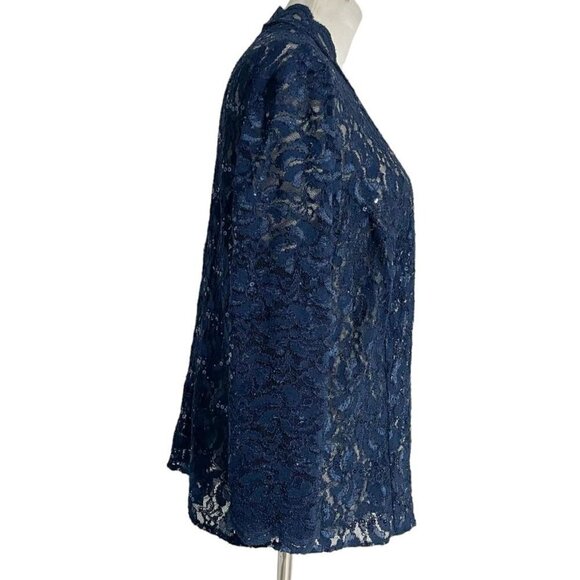 Alex Evenings 18 Top Blouse Cardigan Blazer Kimono Wedding Party Holidays Lace - Picture 3 of 6